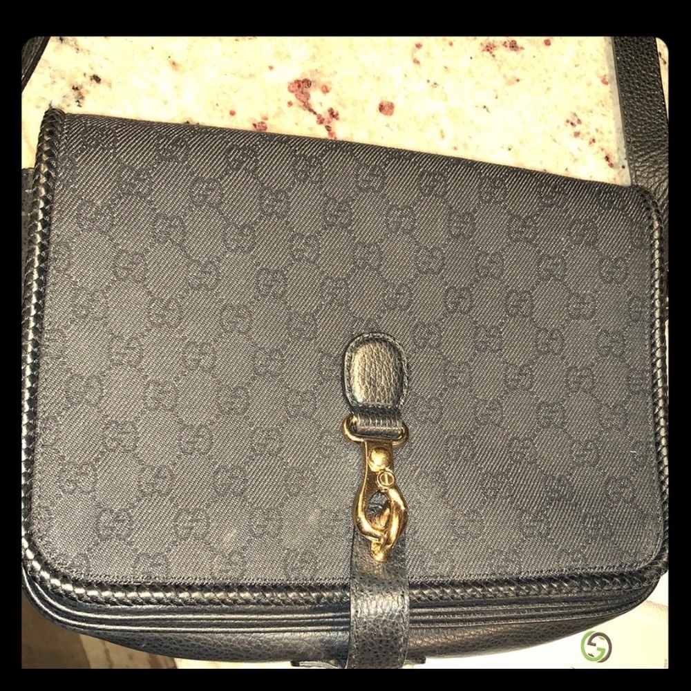 Authentic Black Gucci canvas bag